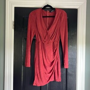 Red rushed mini dress